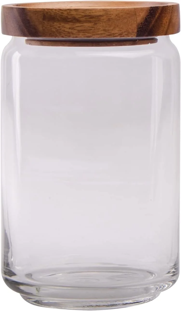 بيلي برطمان زجاجي بغطاء خشبي قابل للتكديس 750 مل